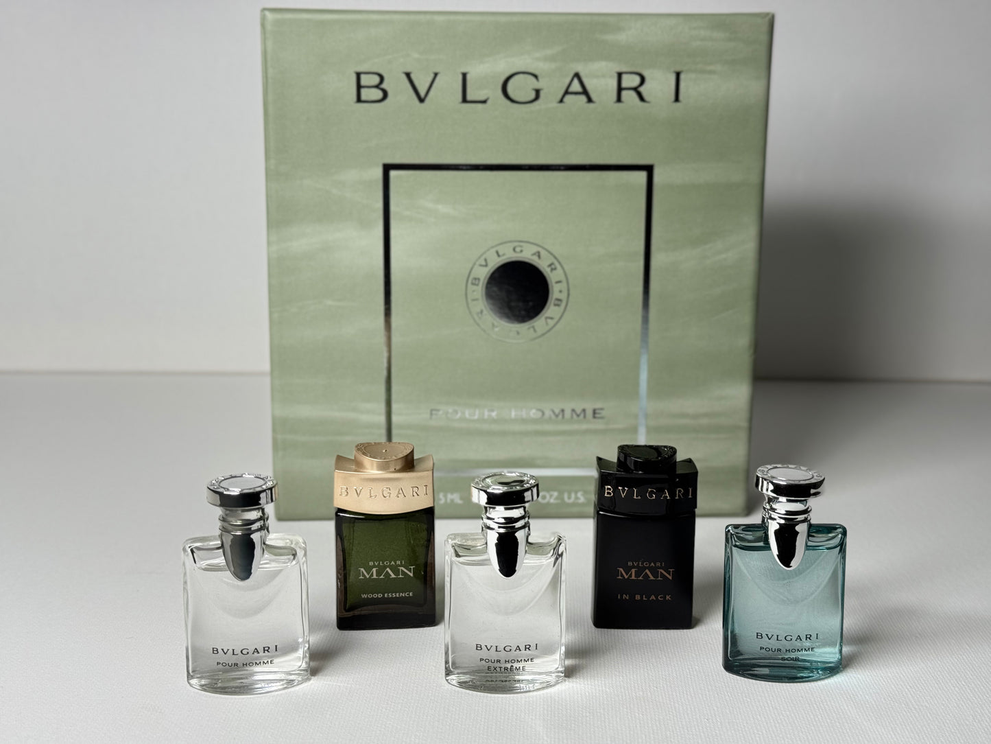 Bvlgari Pour Homme Men’s Miniature Gift Set | 4 x 5ml Luxury Travel Size Designer Cologne Collection – Wood Essence, In Black, Extrême