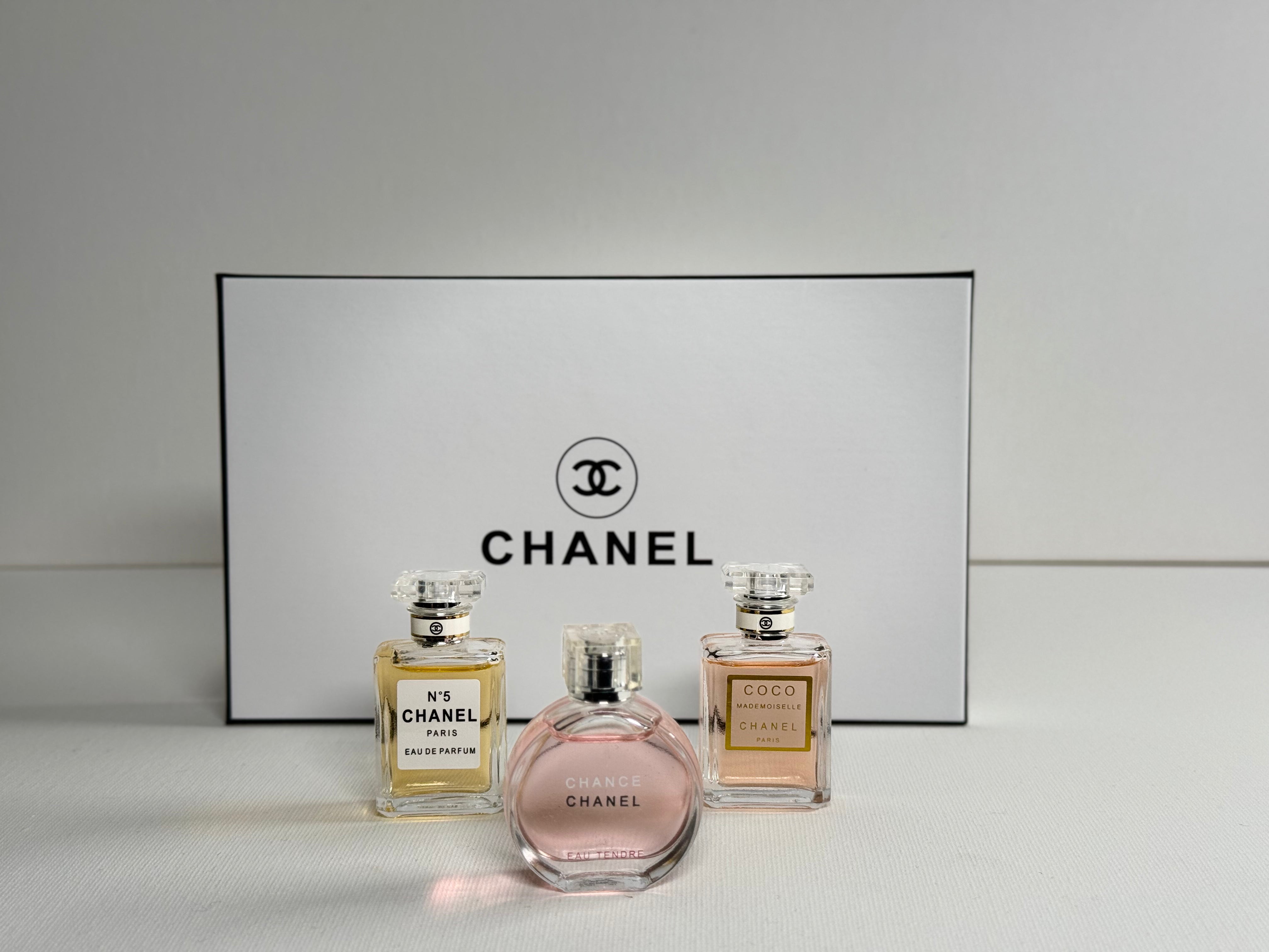 Chanel Mini Perfume Gift Set – No.5, Coco Mademoiselle & Chance Eau Tendre 7.5ml Trio